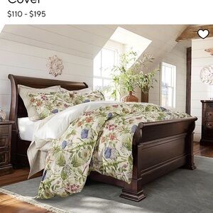 EUC! Pottery Barn Thistle Floral Percale Duvet Cover full/queen +  2 shams